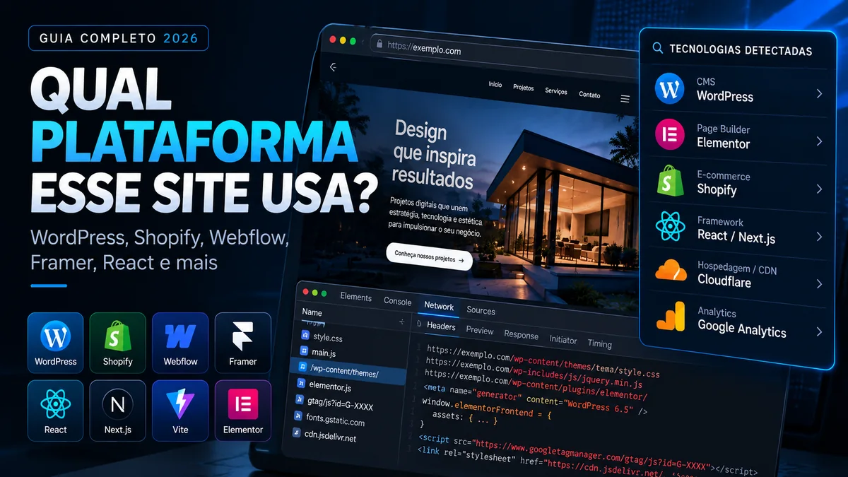 Inspeção de tecnologias de um site com ferramentas automáticas e DevTools