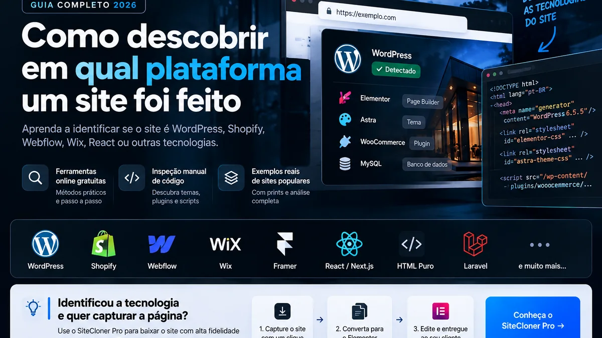 Leia mais sobre o artigo Como Descobrir em Qual Plataforma um Site Foi Feito em 2026