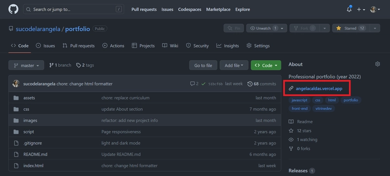 Repositório no GitHub com os arquivos e endereço do site publicado